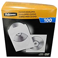 Fellowes - Pack de 100 Sobres de Papel para Disco óptico CDs-DVDs- Color Blanco
